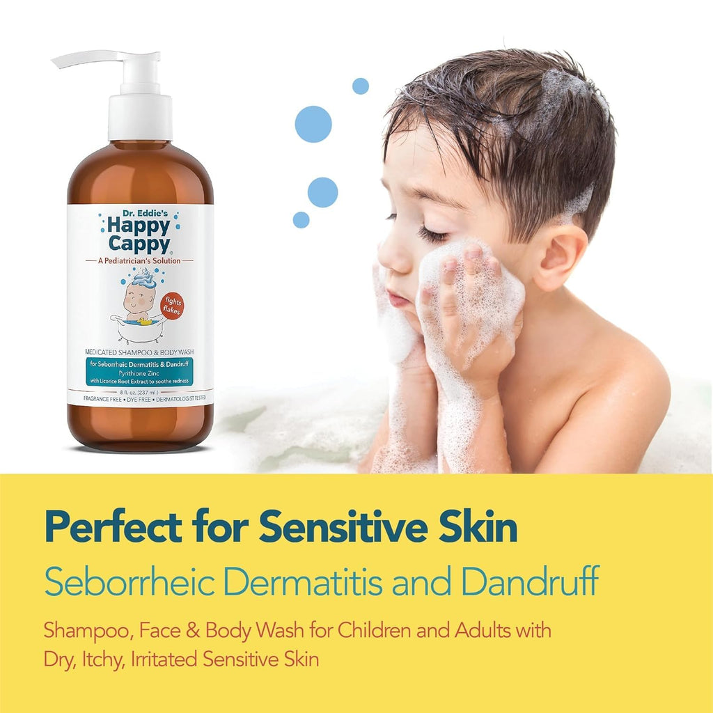 Happy Cappy Medicated & Daily Shampoo + Beanie Brush Bundle — Fragrance-Free for Cradle Cap & Dry Skin