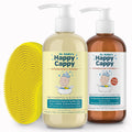 Happy Cappy Medicated & Daily Shampoo + Beanie Brush Bundle — Fragrance-Free for Cradle Cap & Dry Skin