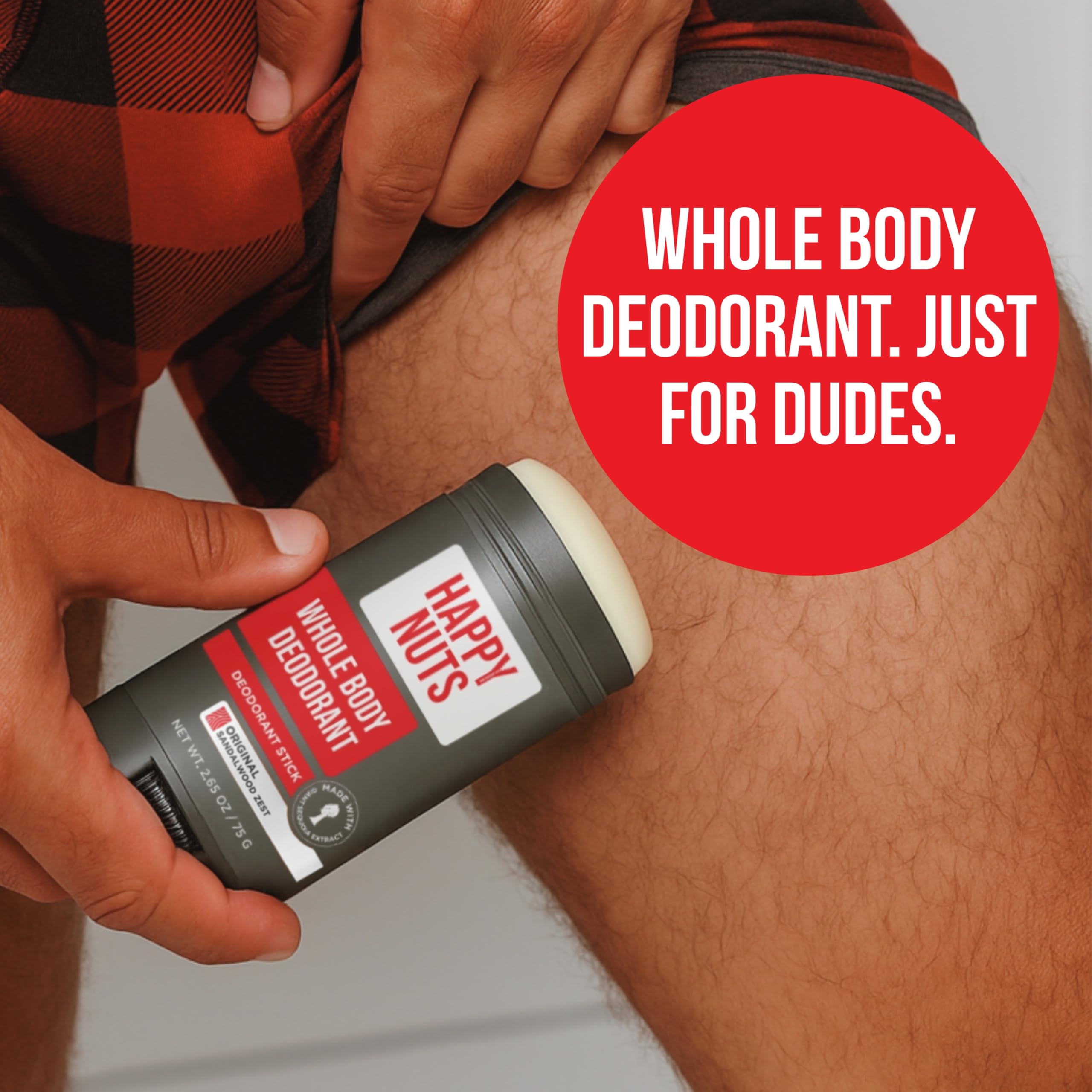 Happy Nuts Whole Body Deodorant for Men – All-Day Odor Protection, Big Wood Scent