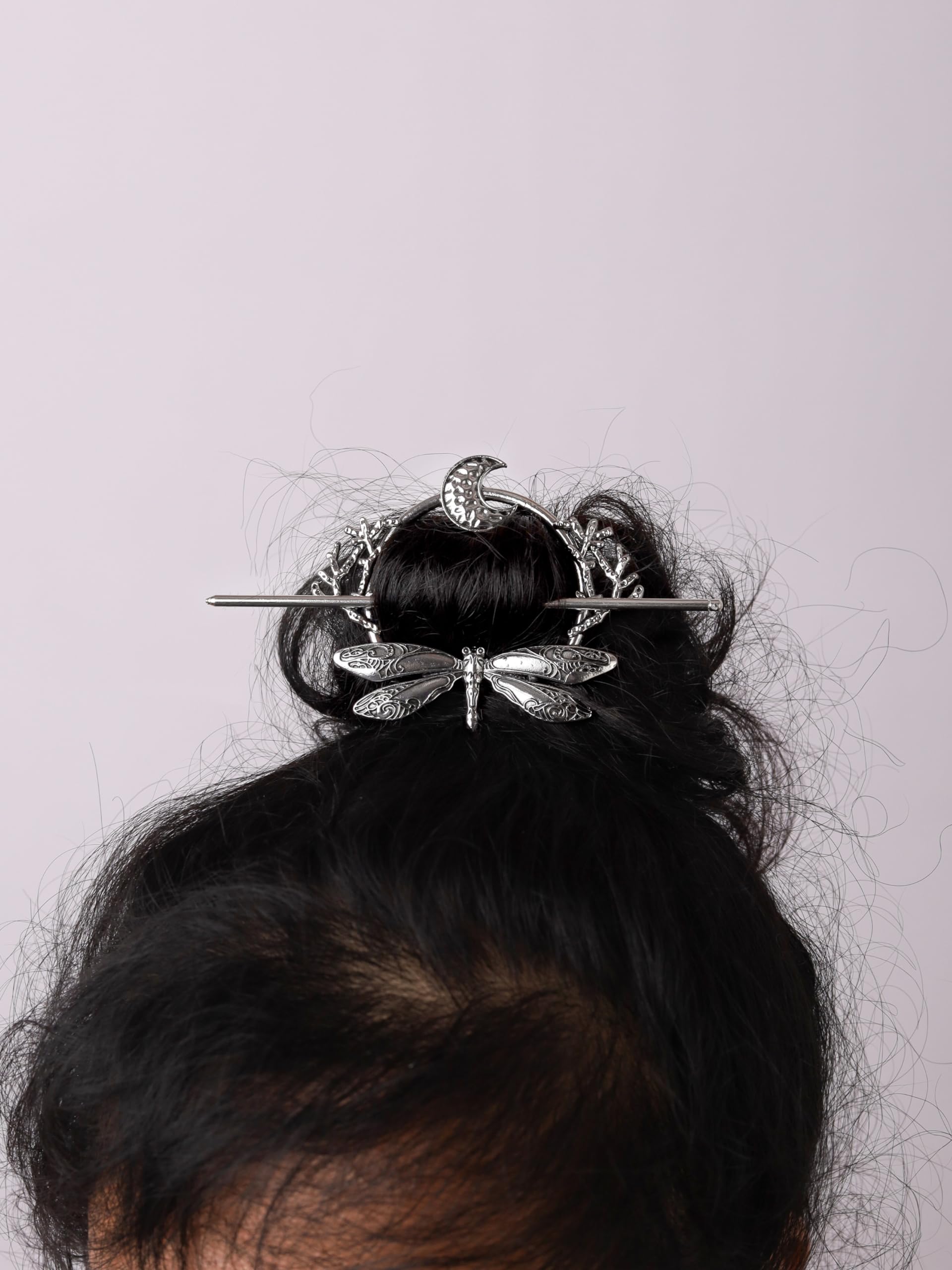 HAQUIL Dragonfly Moon Hairpin – Vintage Viking Hair Barrettes for Women