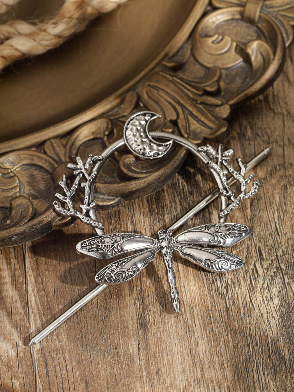 HAQUIL Dragonfly Moon Hairpin – Vintage Viking Hair Barrettes for Women