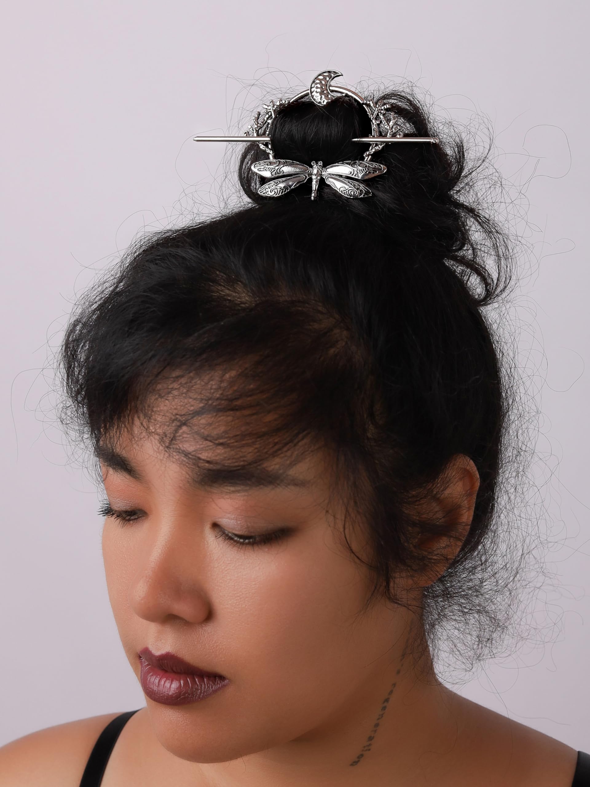 HAQUIL Dragonfly Moon Hairpin – Vintage Viking Hair Barrettes for Women