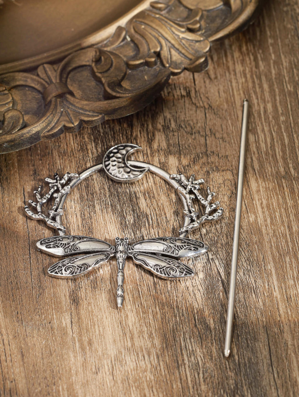 HAQUIL Dragonfly Moon Hairpin – Vintage Viking Hair Barrettes for Women