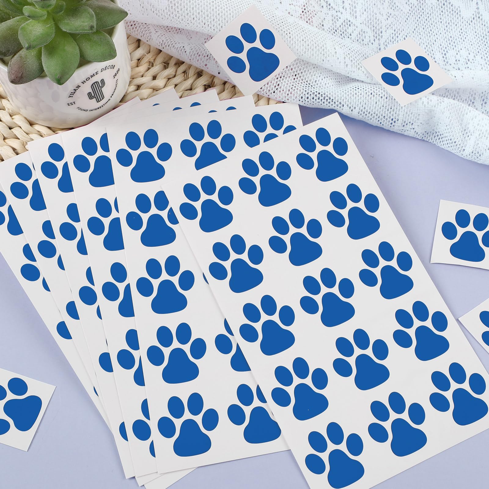 Harloon Blue Paw Print Tattoos – 20 Sheets, 300 Pcs Temporary Face & Body Stickers
