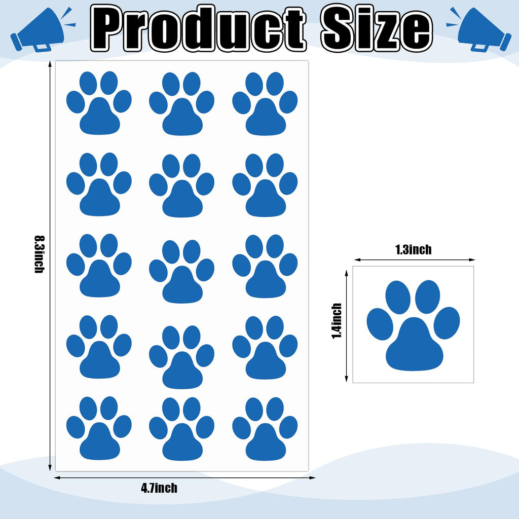 Harloon Blue Paw Print Tattoos – 20 Sheets, 300 Pcs Temporary Face & Body Stickers