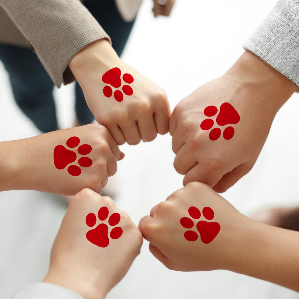 Harloon Paw Print Tattoos - 20 Sheets, 300 Pcs Red Temporary Face & Body Stickers