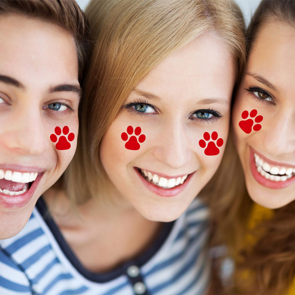 Harloon Paw Print Tattoos - 20 Sheets, 300 Pcs Red Temporary Face & Body Stickers
