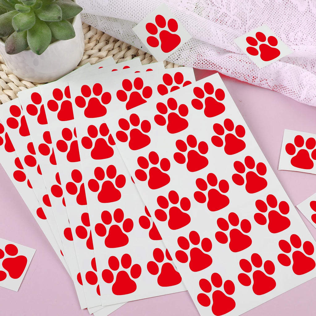 Harloon Paw Print Tattoos - 20 Sheets, 300 Pcs Red Temporary Face & Body Stickers