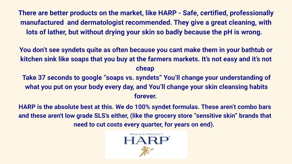 HARP Fragrance Free Body Wash Bar – pH Balanced Syndet Cleanser, No Lye, Non-Comedogenic (3–5oz)