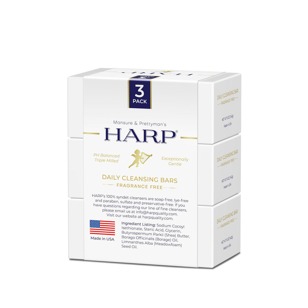 HARP Fragrance Free Body Wash Bar – pH Balanced Syndet Cleanser, No Lye, Non-Comedogenic (3–5oz)