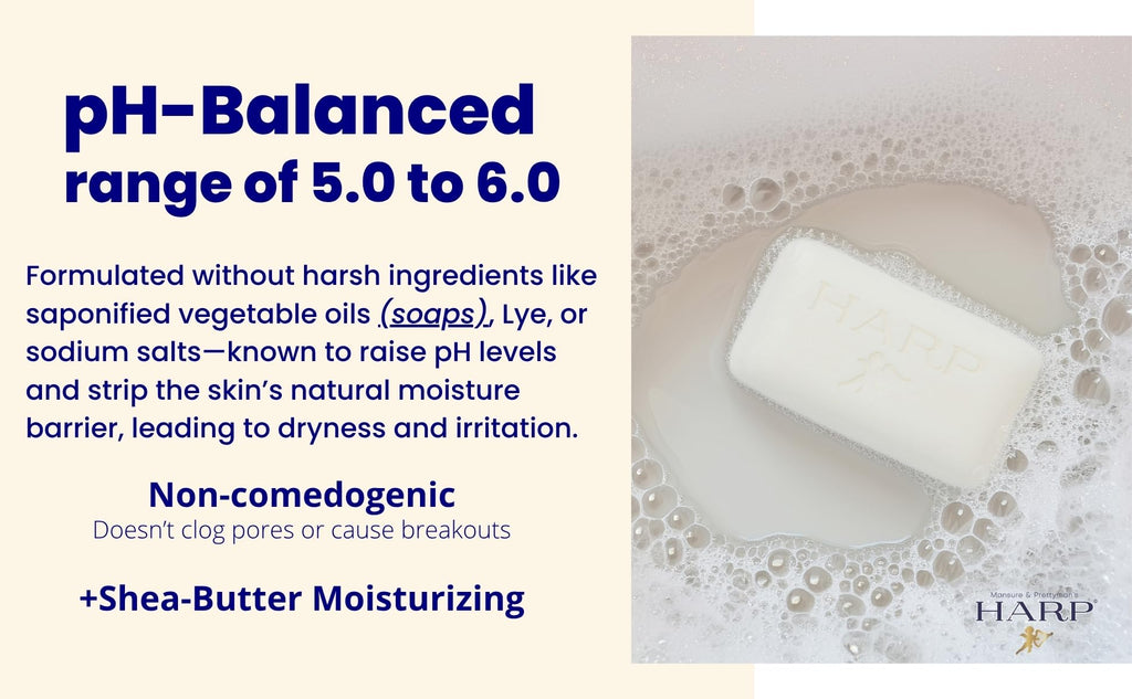 HARP Fragrance Free Body Wash Bar – pH Balanced Syndet Cleanser, No Lye, Non-Comedogenic (3–5oz)