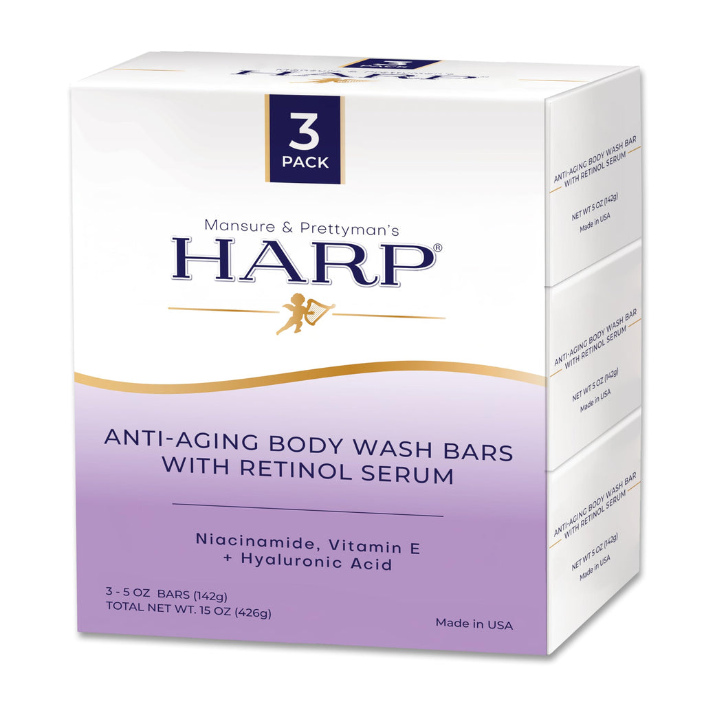 HARP Anti-Aging Body Wash Bar with Retinol – Fragrance Free & pH-Balanced Syndet (3-5oz)