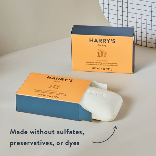 Harry's Redwood Scent Men’s Bar Soap – 4 Bars, 4 oz Each