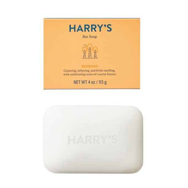 Harry's Redwood Scent Men’s Bar Soap – 4 Bars, 4 oz Each