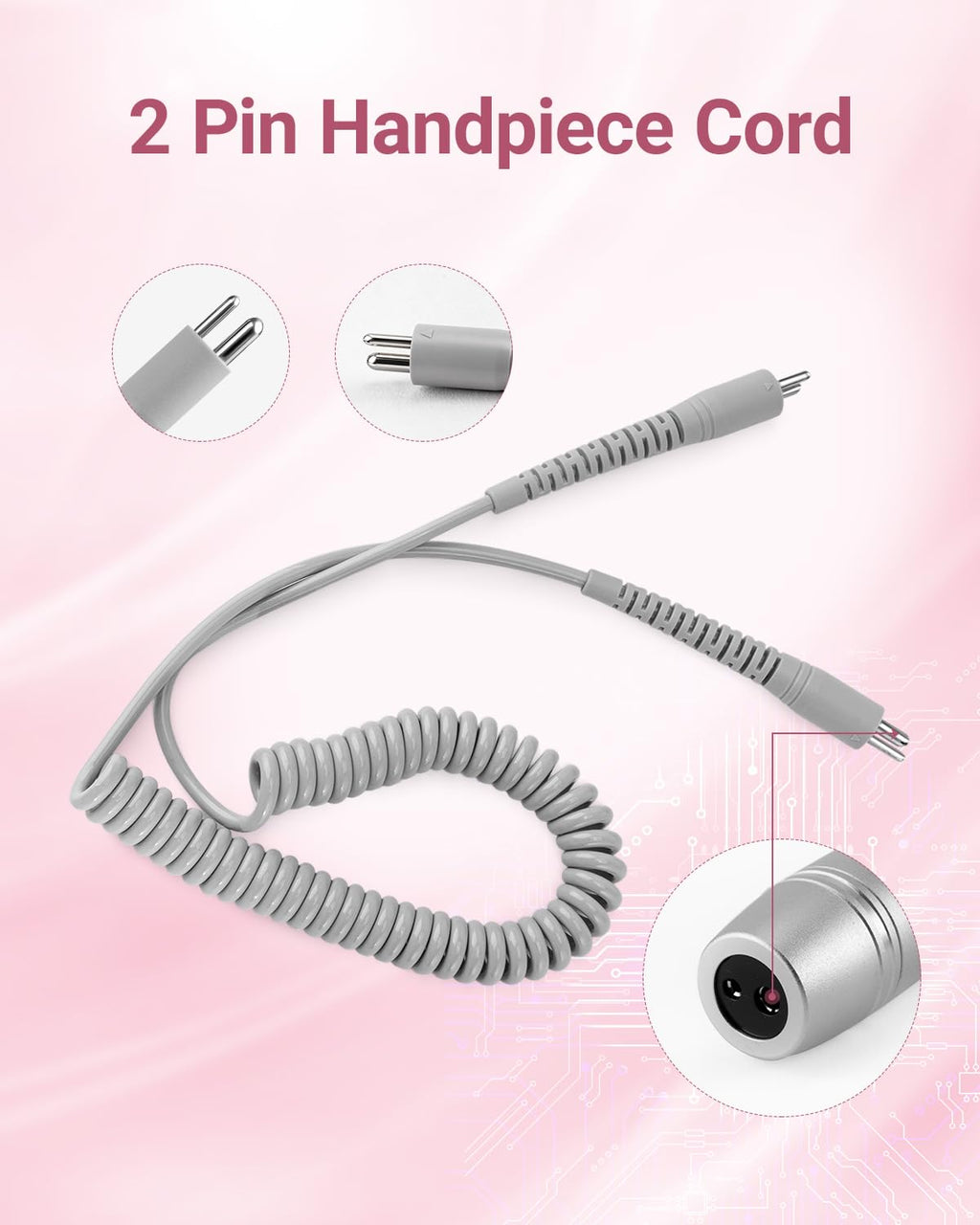 Hasakhi Handpiece Wire for Nail Drill – Durable 2-Pin Cord for SC320H/SC320I/SC320C/SC300F/SM200F/SC330G