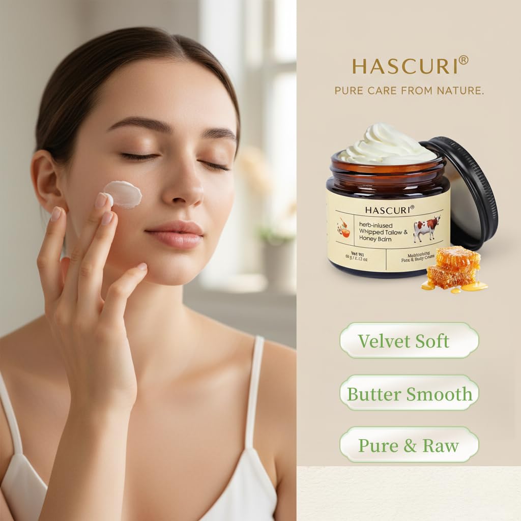 HASCURI Grass-Fed Whipped Tallow Balm — Pure Beef Tallow Moisturizer