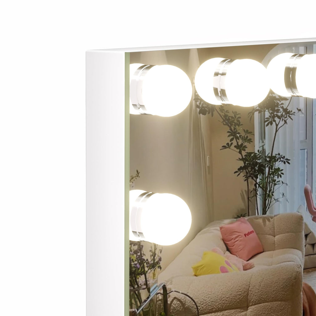 Hasipu Hollywood Vanity Mirror with Lights and Bluetooth Speaker - 41 x 30 in, 21 LEDs, 3 Color Modes, 5x Magnifier