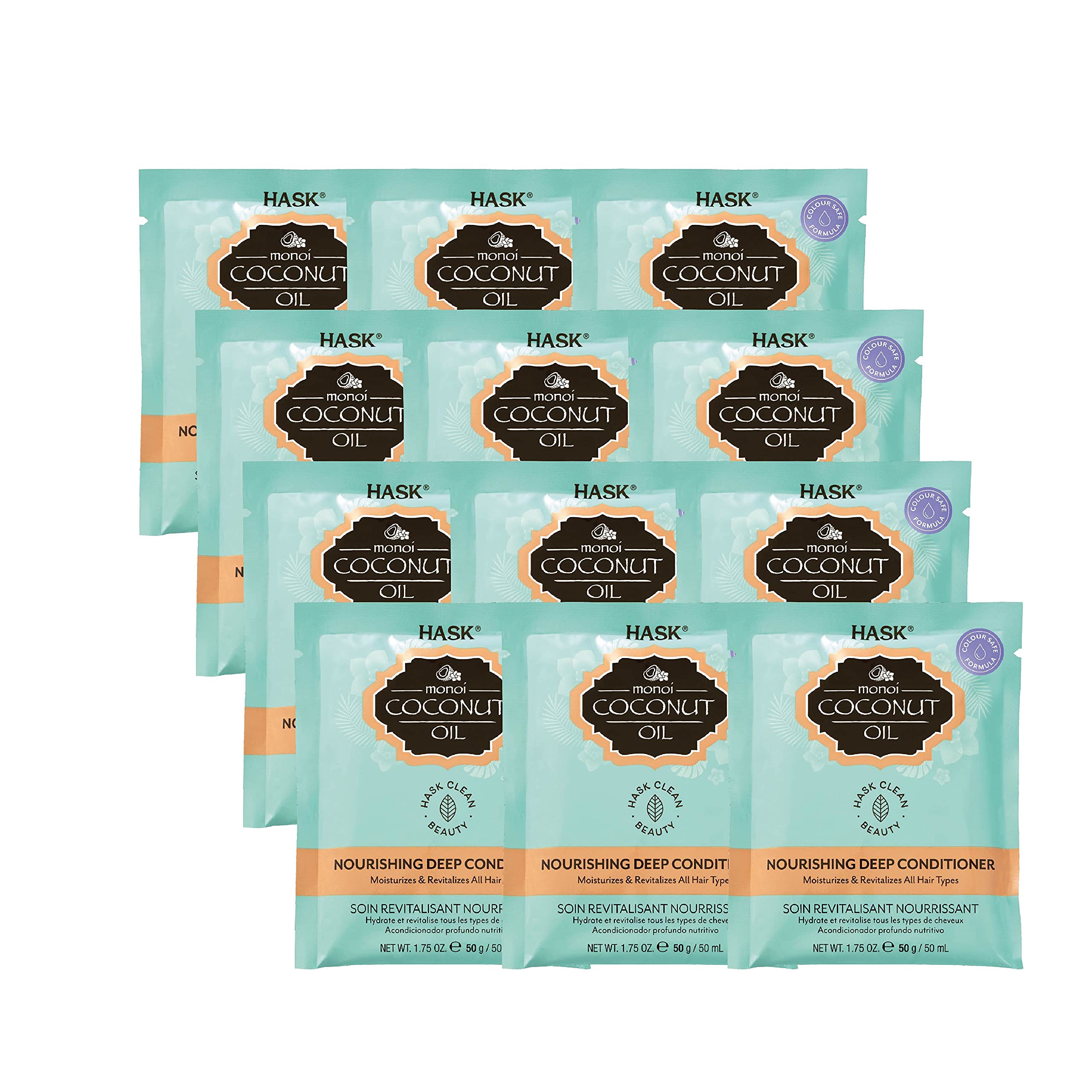 HASK Coconut Nourishing Deep Conditioner – Color Safe, Gluten Free, Sulfate Free (Pack of 12)