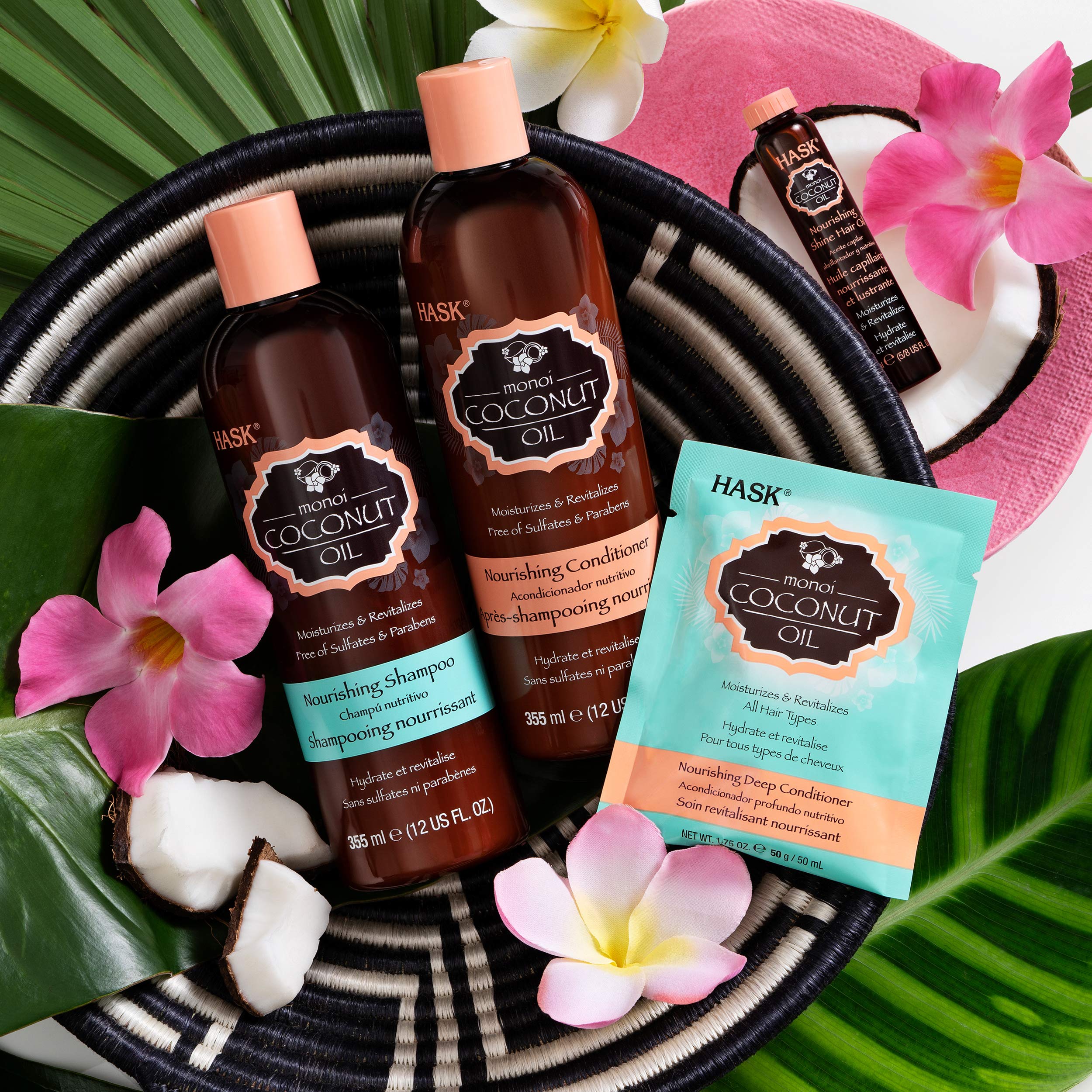 HASK Coconut Oil Nourishing Deep Conditioner – All Hair Types, Sulfate & Paraben Free (Pack of 2)