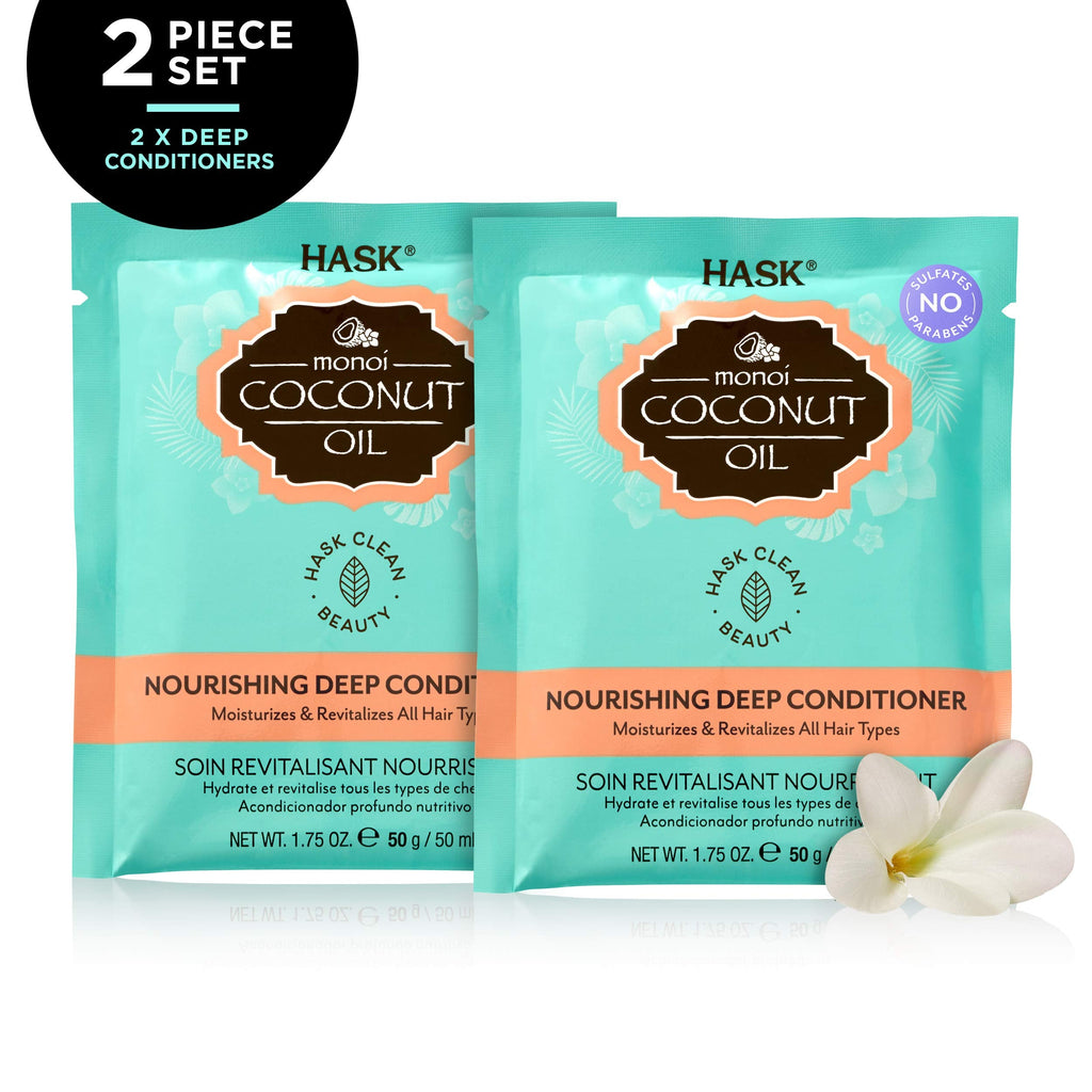 HASK Coconut Oil Nourishing Deep Conditioner – All Hair Types, Sulfate & Paraben Free (Pack of 2)