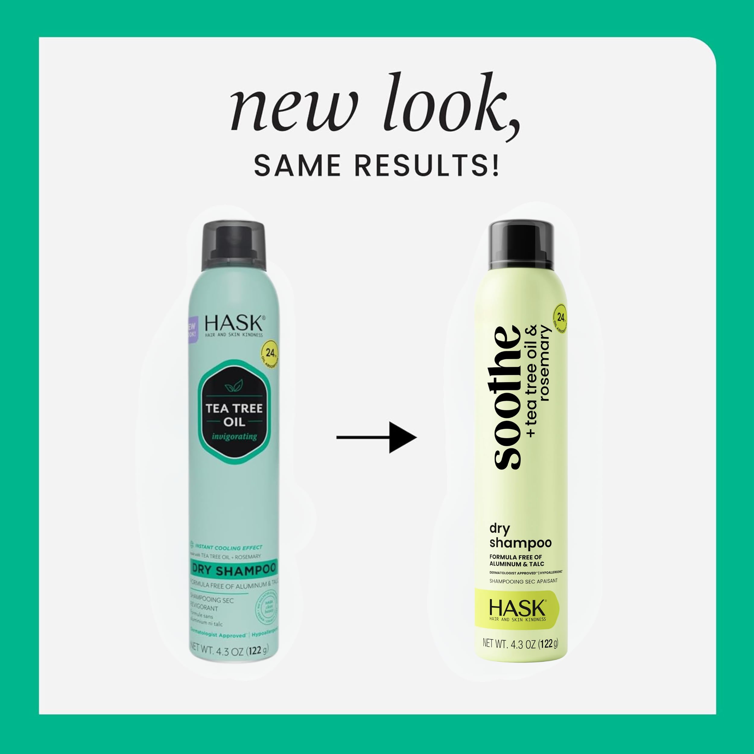 HASK Dry Shampoo Duo (4.3 oz x2) & Argan Oil Deep Conditioner Packette – Tea Tree, Color Safe