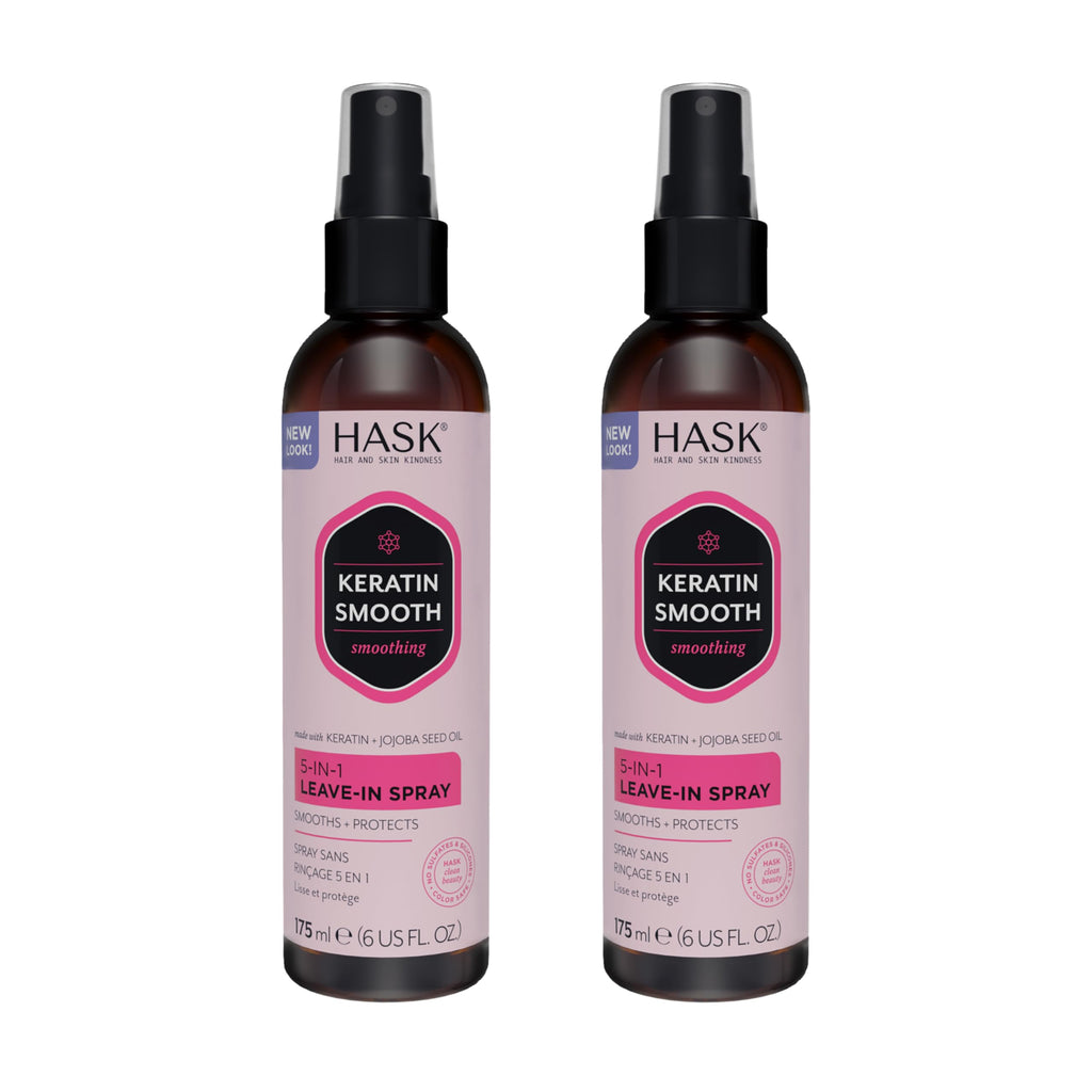 HASK Keratin 5-in-1 Leave-In Spray – 2-Piece Set for All Hair Types