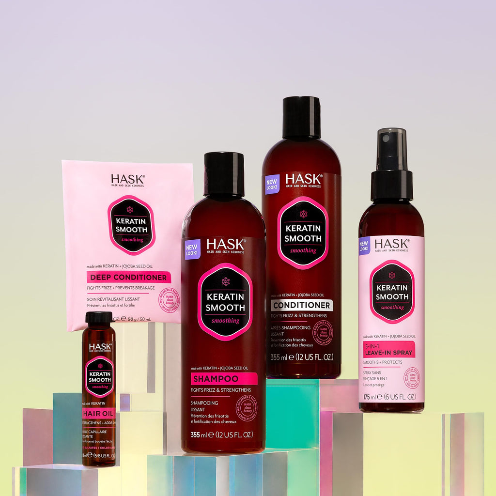 HASK Keratin 5-in-1 Leave-In Spray – 2-Piece Set for All Hair Types