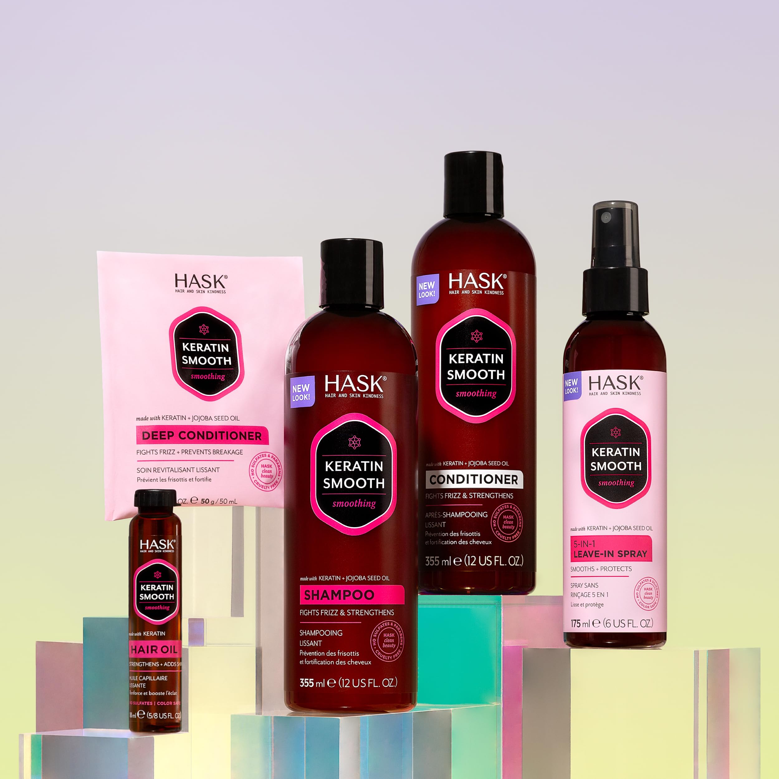 HASK Keratin 5-in-1 Leave-In Spray – 2-Piece Set for All Hair Types