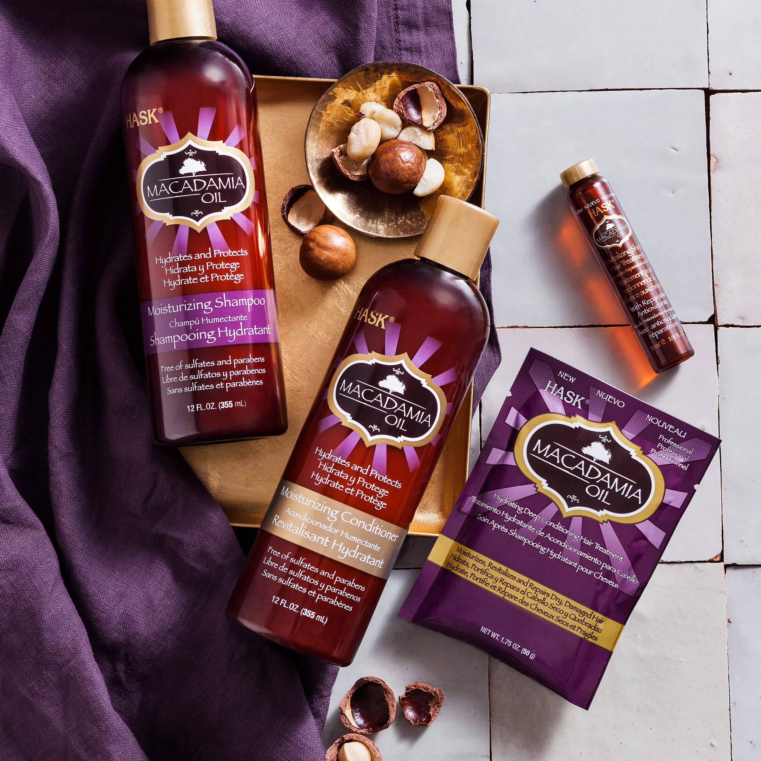 HASK Macadamia Moisturizing Hair Oil Vials – 2-Pack for Shine & Frizz Control
