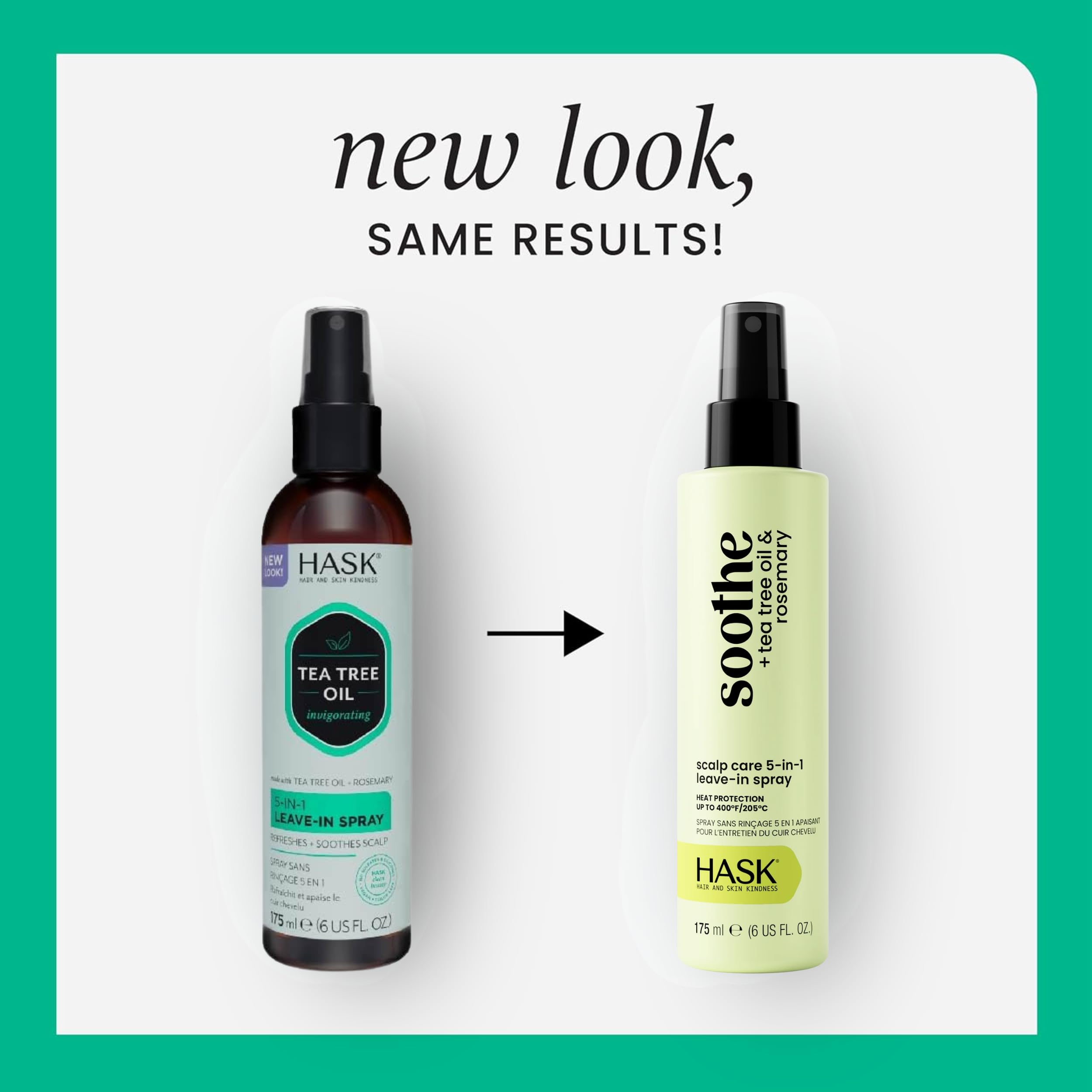 HASK Invigorating Tea Tree Oil 5-in-1 Leave-In Conditioner Spray – Tea Tree 2-Pack (Color Safe, Gluten Free, Sulfate Free)