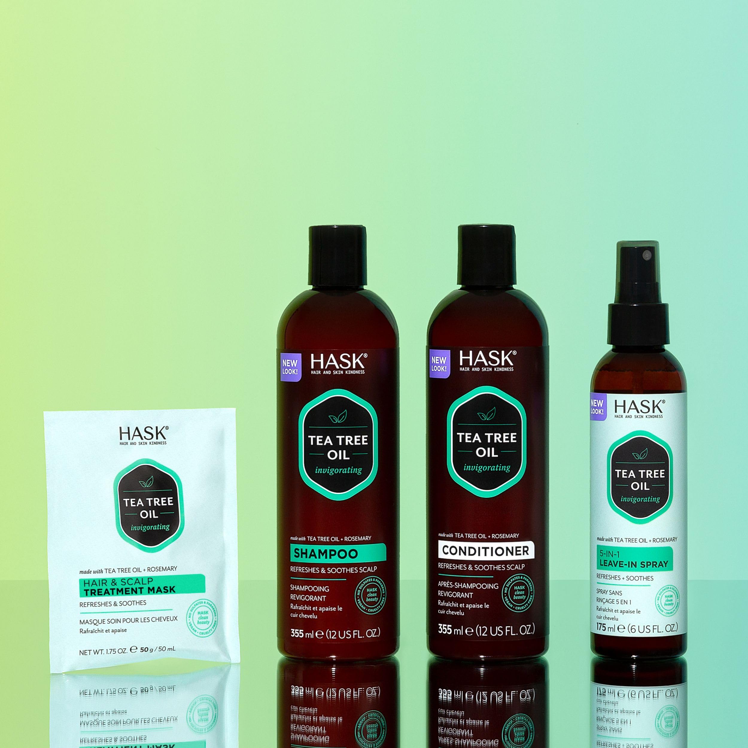 HASK Dry Shampoo Duo (4.3 oz x2) & Argan Oil Deep Conditioner Packette – Tea Tree, Color Safe