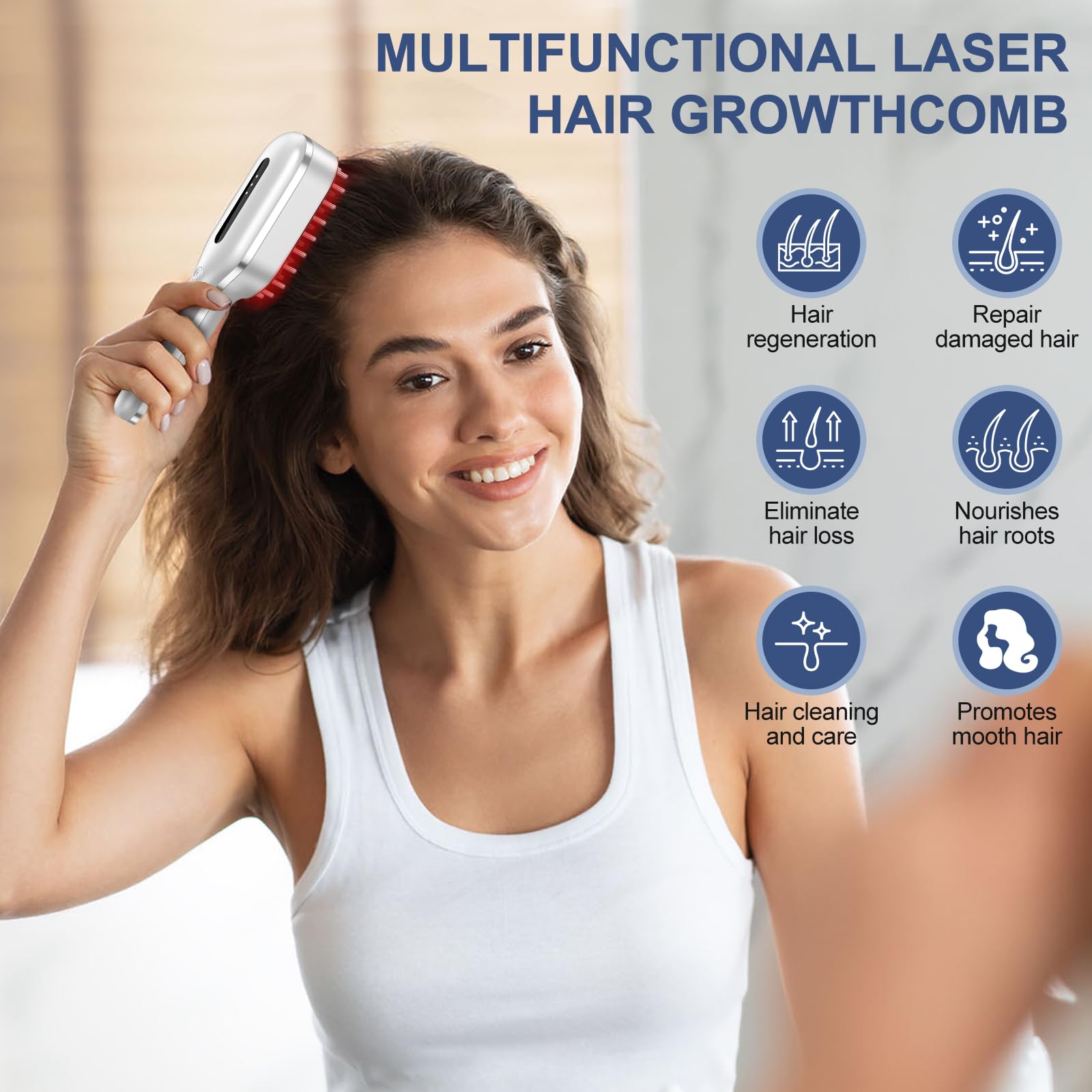HAUBAT Laser Therapy Hair Growth Comb – FDA Cleared LLLT Device for Hair Growth | Red Light Scalp Massager