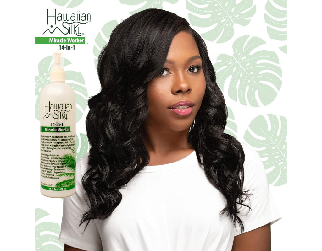 Hawaiian Silky 14-in-1 Miracle Worker Set – Shampoo, Conditioner & Activator Spray (16 oz Each)