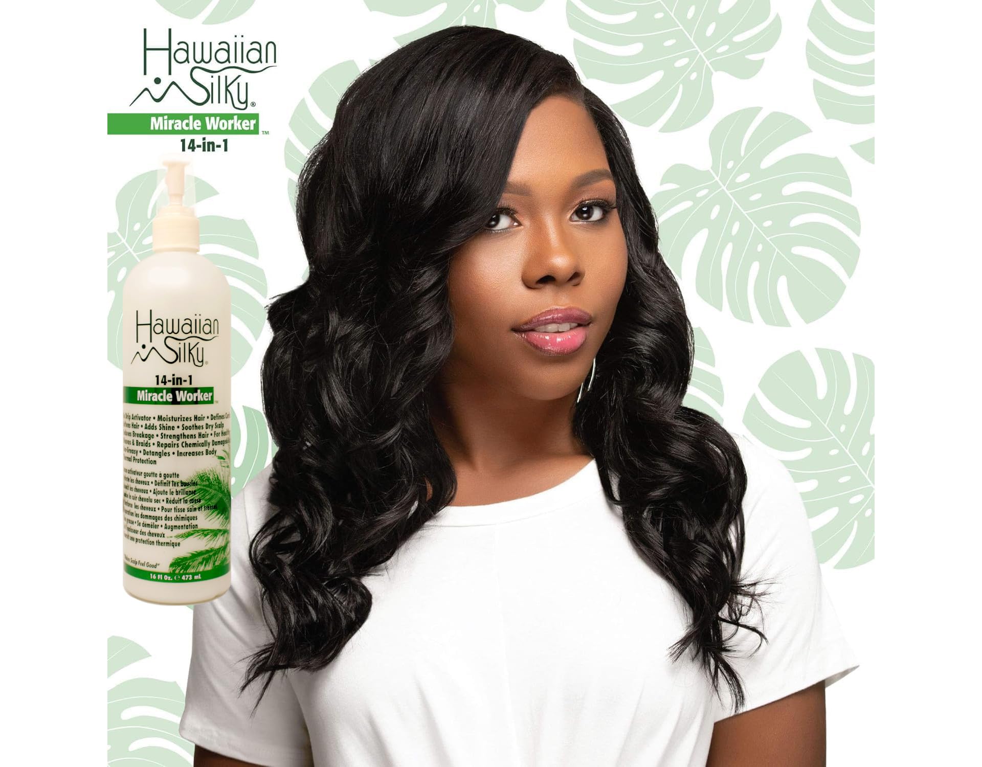 Hawaiian Silky 14-in-1 Miracle Worker Set – Shampoo, Conditioner & Activator Spray (16 oz Each)