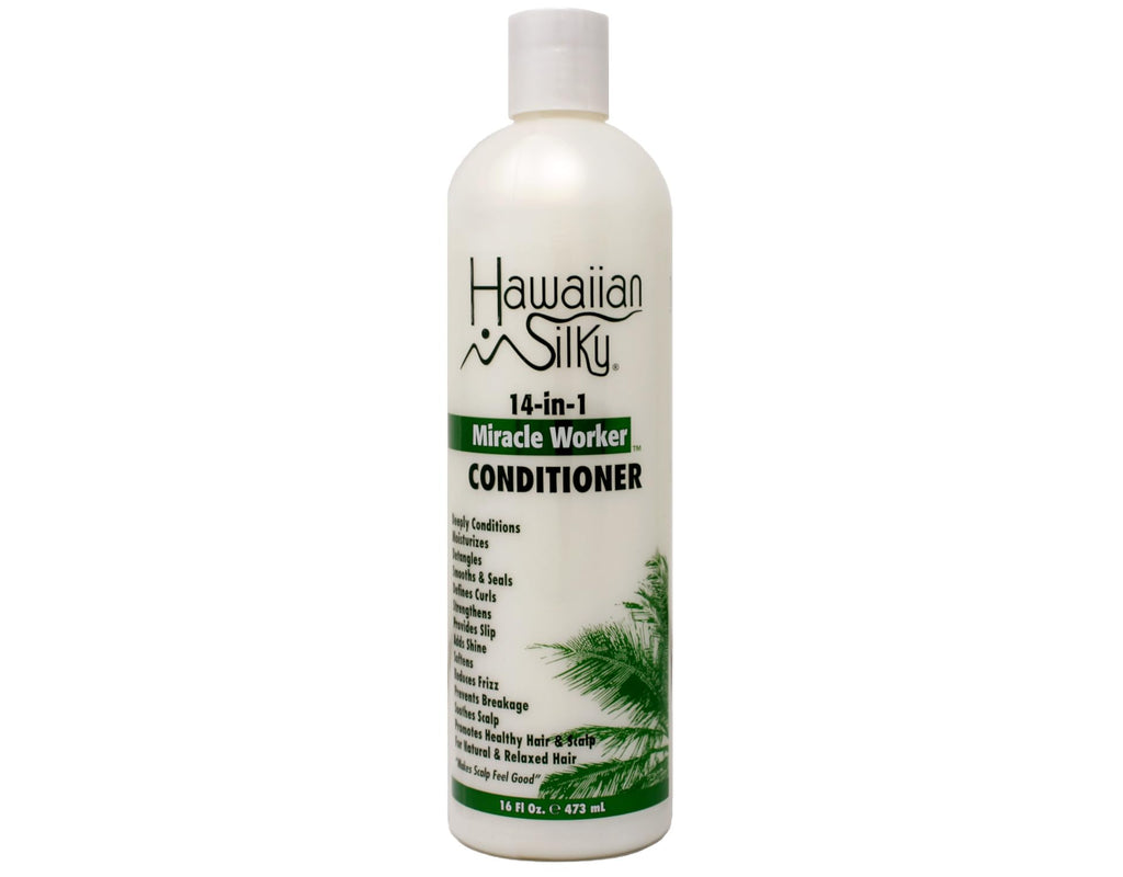 Hawaiian Silky 14-in-1 Miracle Worker Set – Shampoo, Conditioner & Activator Spray (16 oz Each)