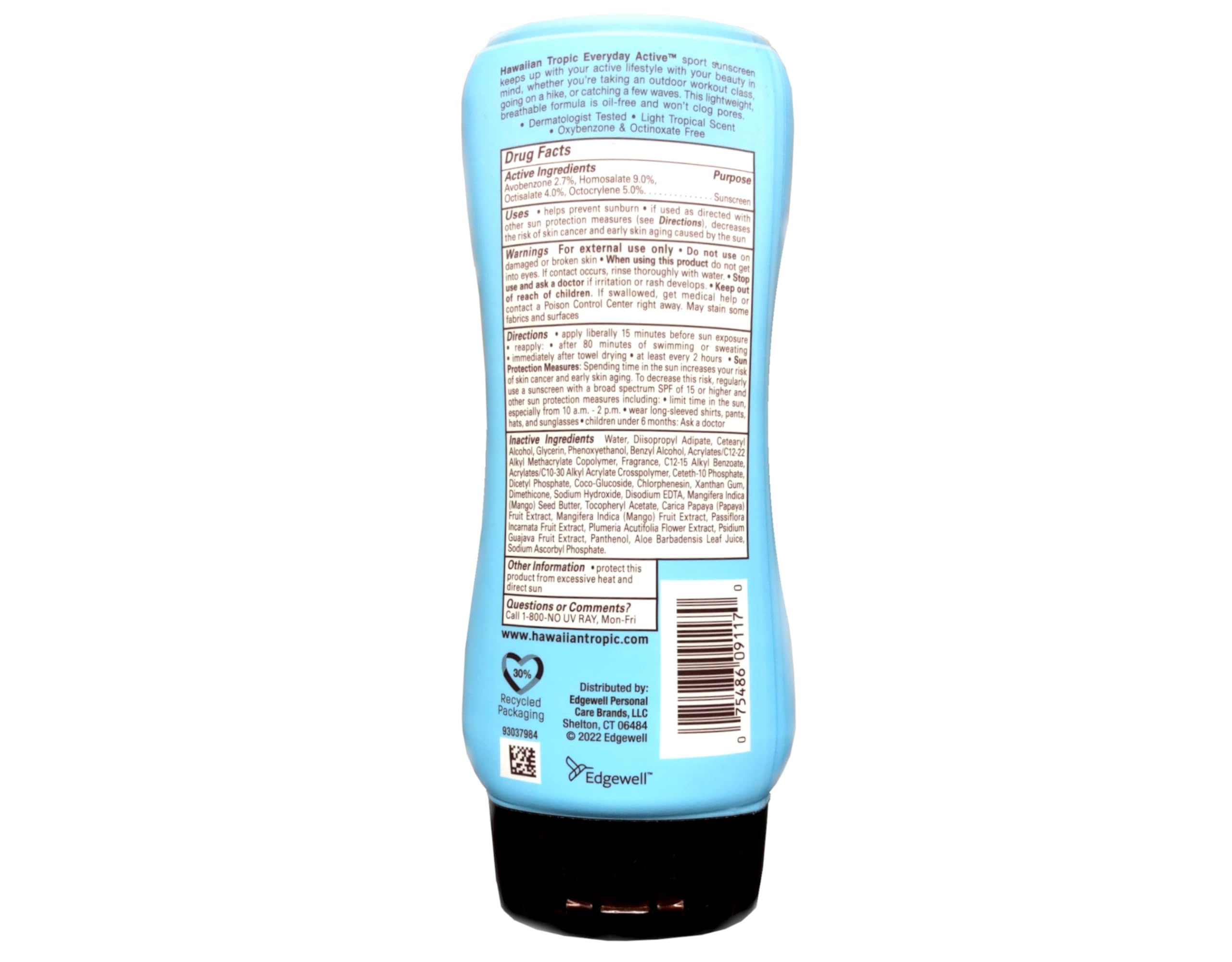 Hawaiian Tropic Everyday Active Sunscreen Lotion SPF 50 - Water-Resistant, Broad Spectrum UVA/UVB (8 oz Pack of 2)