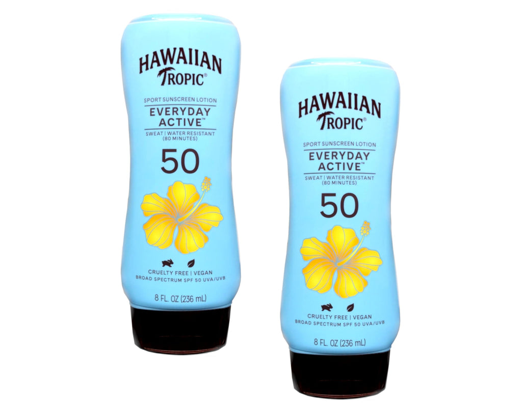 Hawaiian Tropic Everyday Active Sunscreen Lotion SPF 50 - Water-Resistant, Broad Spectrum UVA/UVB (8 oz Pack of 2)