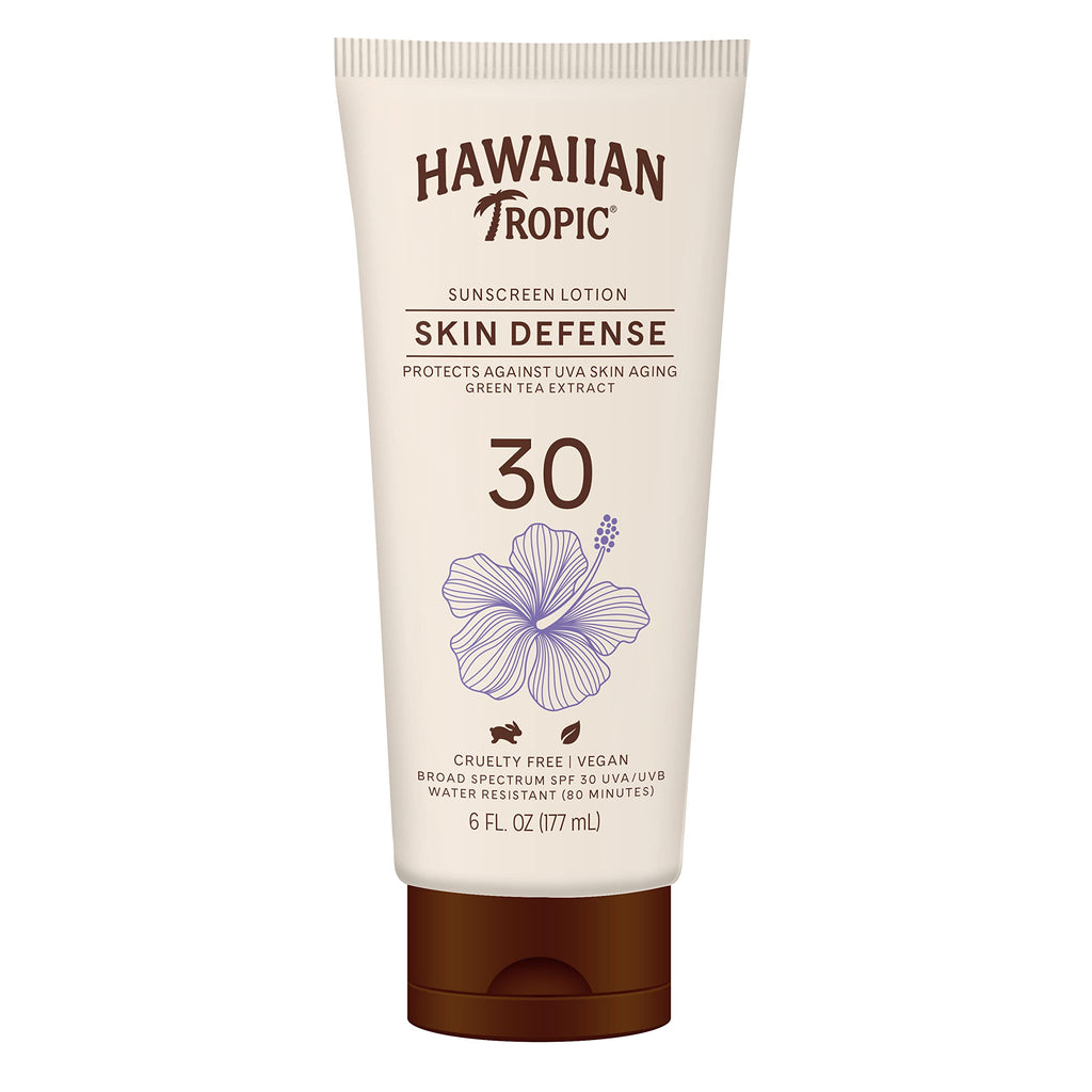 Hawaiian Tropic Skin Defense SPF 30 Sunscreen Lotion – Green Tea Extract, 6oz