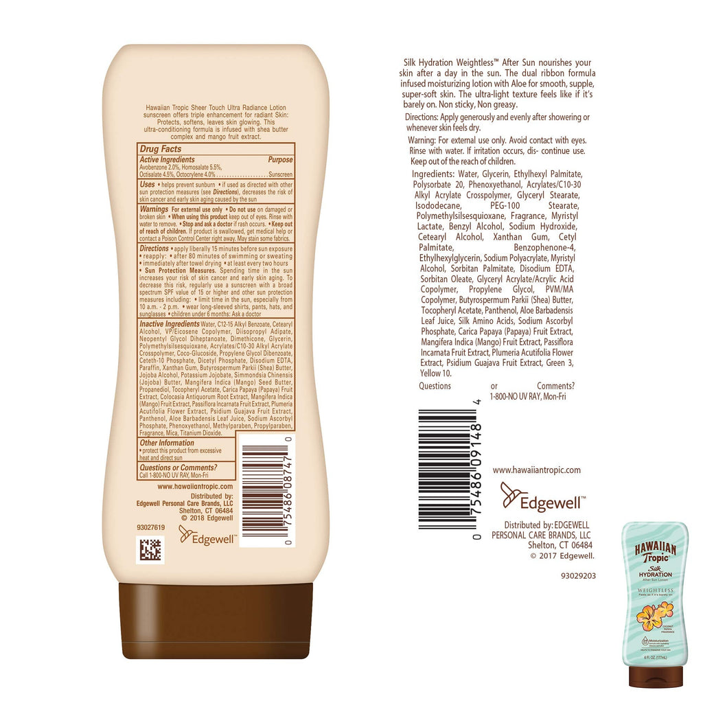 Hawaiian Tropic SPF 30 Sunscreen & After Sun Pack – 8oz Sheer Touch + 6oz Silk Hydration