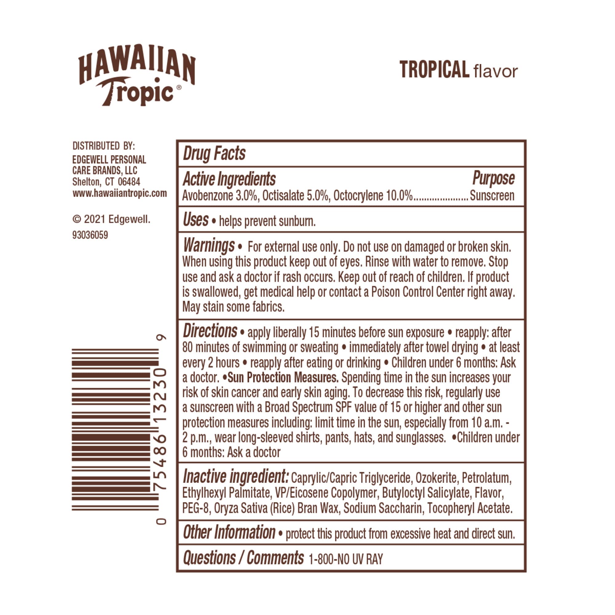 Hawaiian Tropic Tropical Lip Balm SPF 30 – 0.14oz Pack of 10 | Lip Sunscreen for Beach & Travel