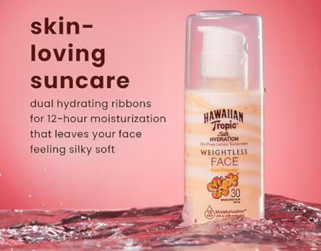 Hawaiian Tropic Weightless Hydration Facial Sunscreen SPF 30 – 2 Pack, 1.7oz