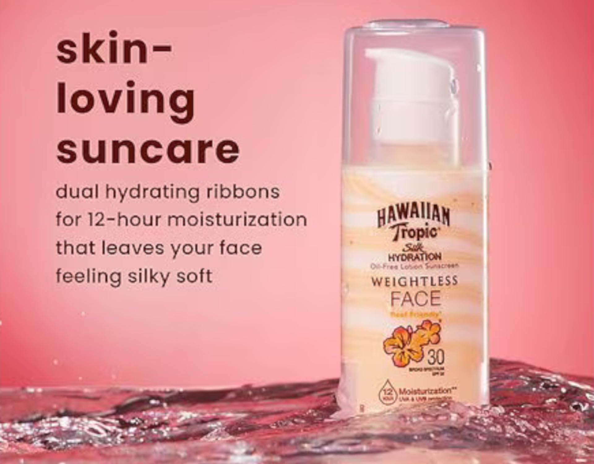 Hawaiian Tropic Weightless Hydration Facial Sunscreen SPF 30 – 2 Pack, 1.7oz