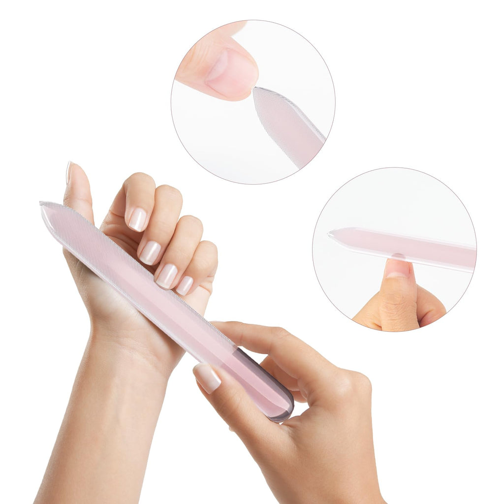 HAWATOUR Nano Glass Nail File with Case | 5-Piece Etched Set