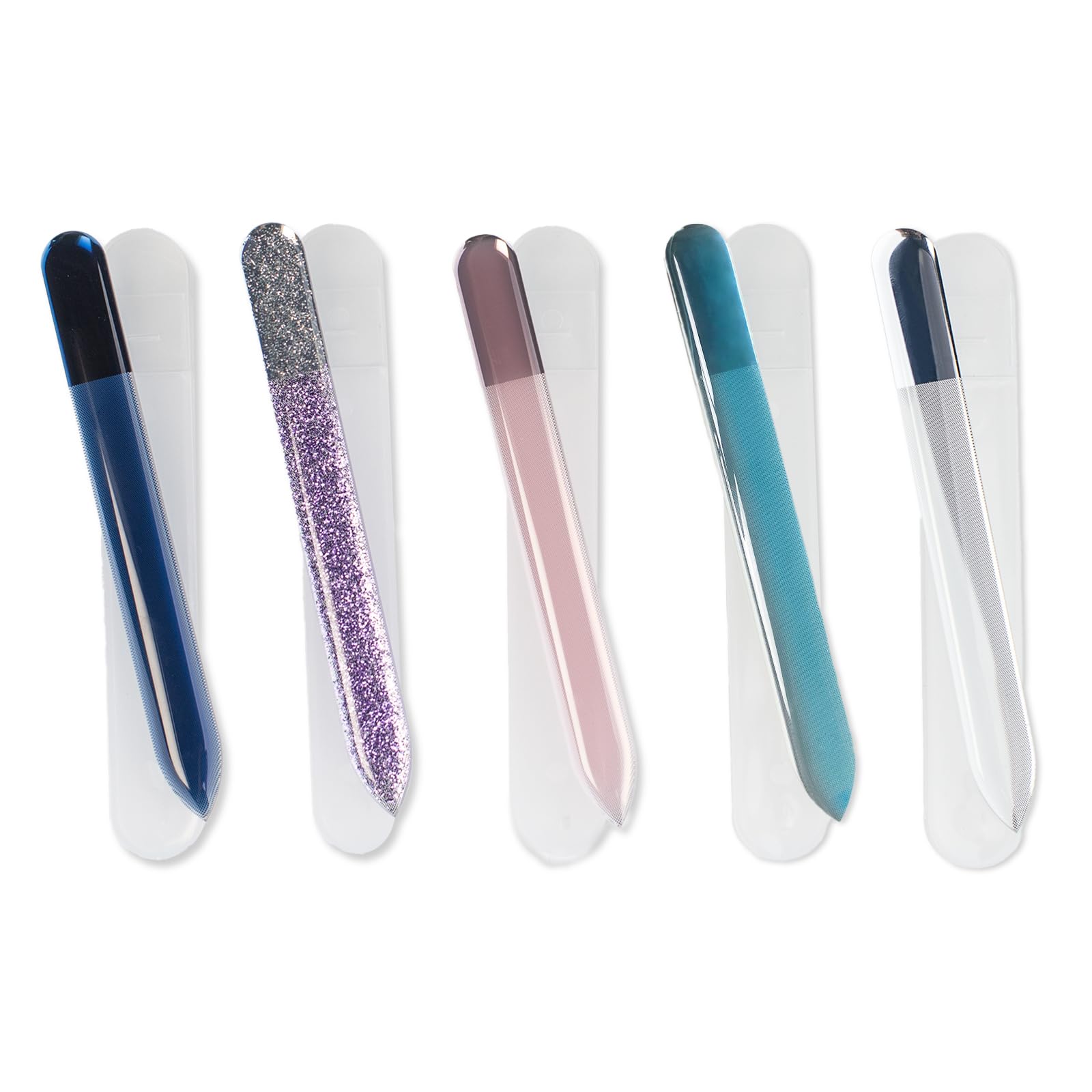 HAWATOUR Nano Glass Nail File with Case | 5-Piece Etched Set