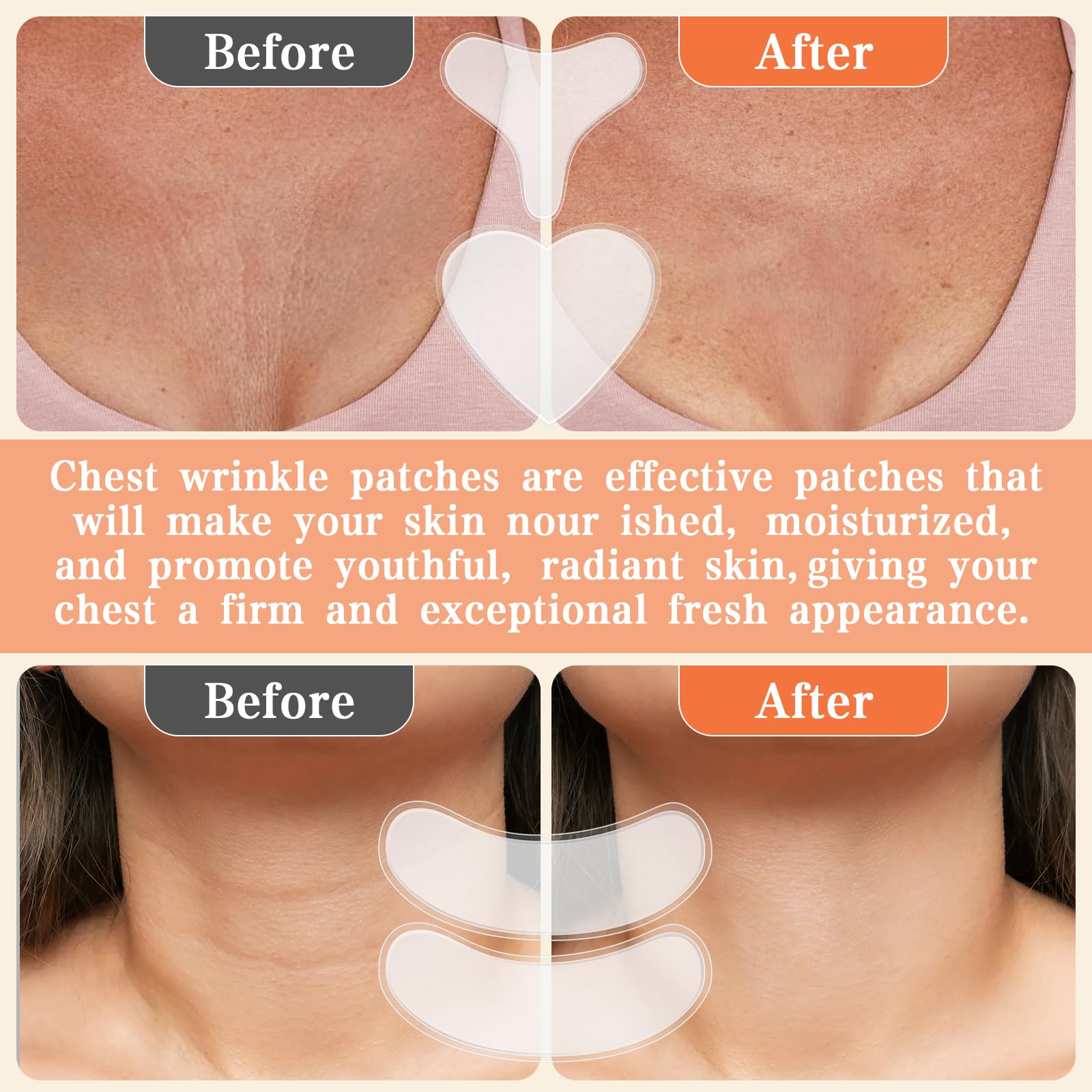 HAJWOBVY Silicone Neck Wrinkle Patches - Reusable Overnight Lifting (4 Pack)