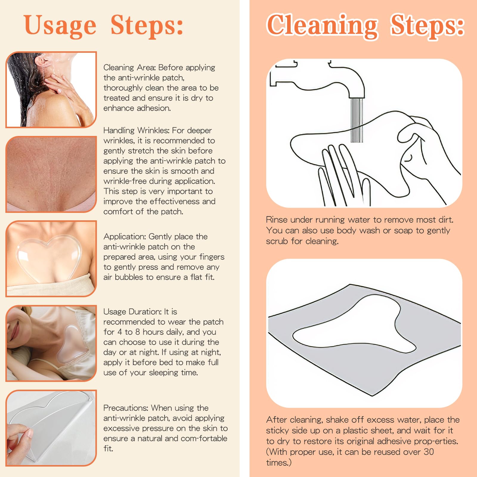 HAJWOBVY Silicone Neck Wrinkle Patches - Reusable Overnight Lifting (4 Pack)
