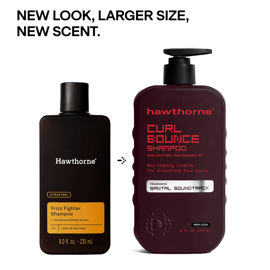 Hawthorne Curl Bounce Shampoo & Conditioner Set for Men – Sulfate Free, Sandalwood, 16 oz Each