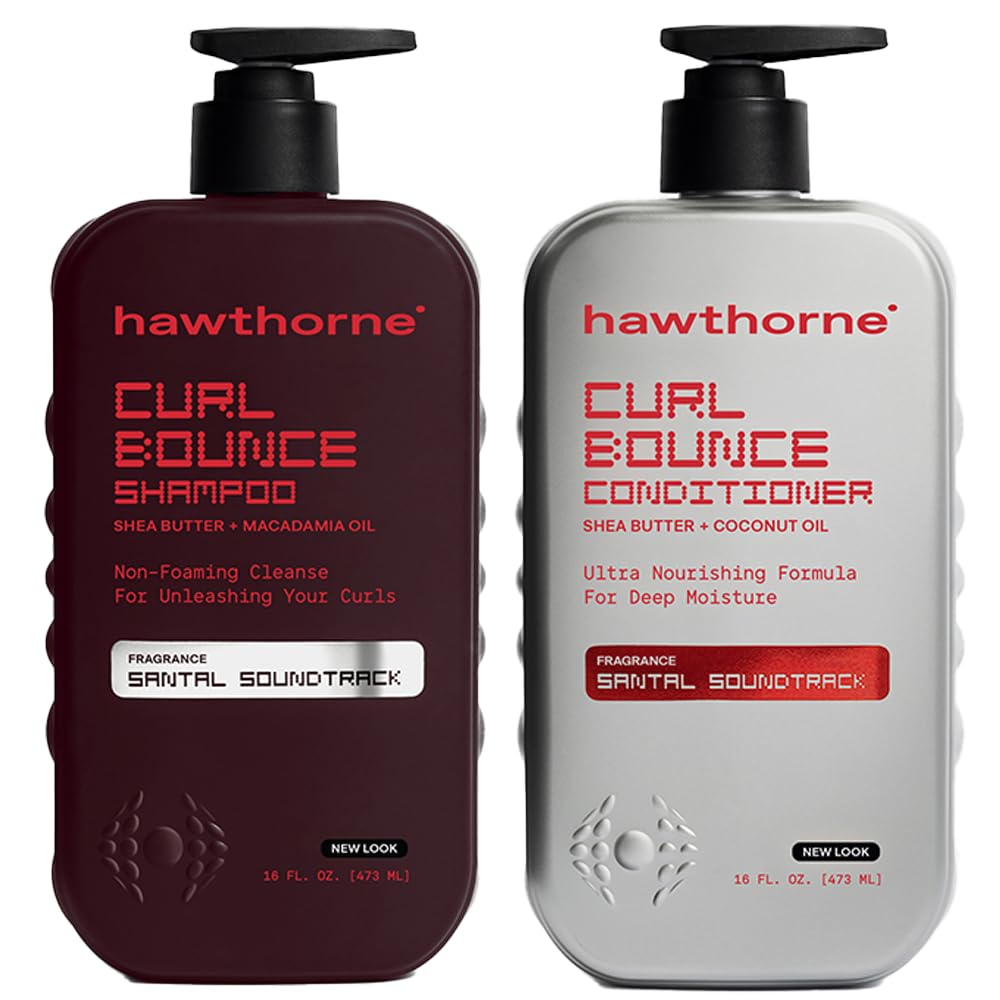 Hawthorne Curl Bounce Shampoo & Conditioner Set for Men – Sulfate Free, Sandalwood, 16 oz Each