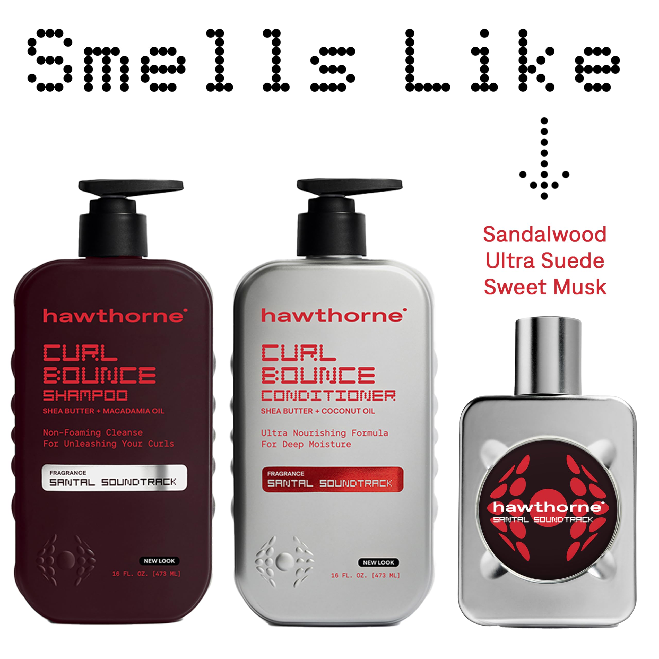 Hawthorne Curl Bounce Shampoo & Conditioner Set for Men – Sulfate Free, Sandalwood, 16 oz Each