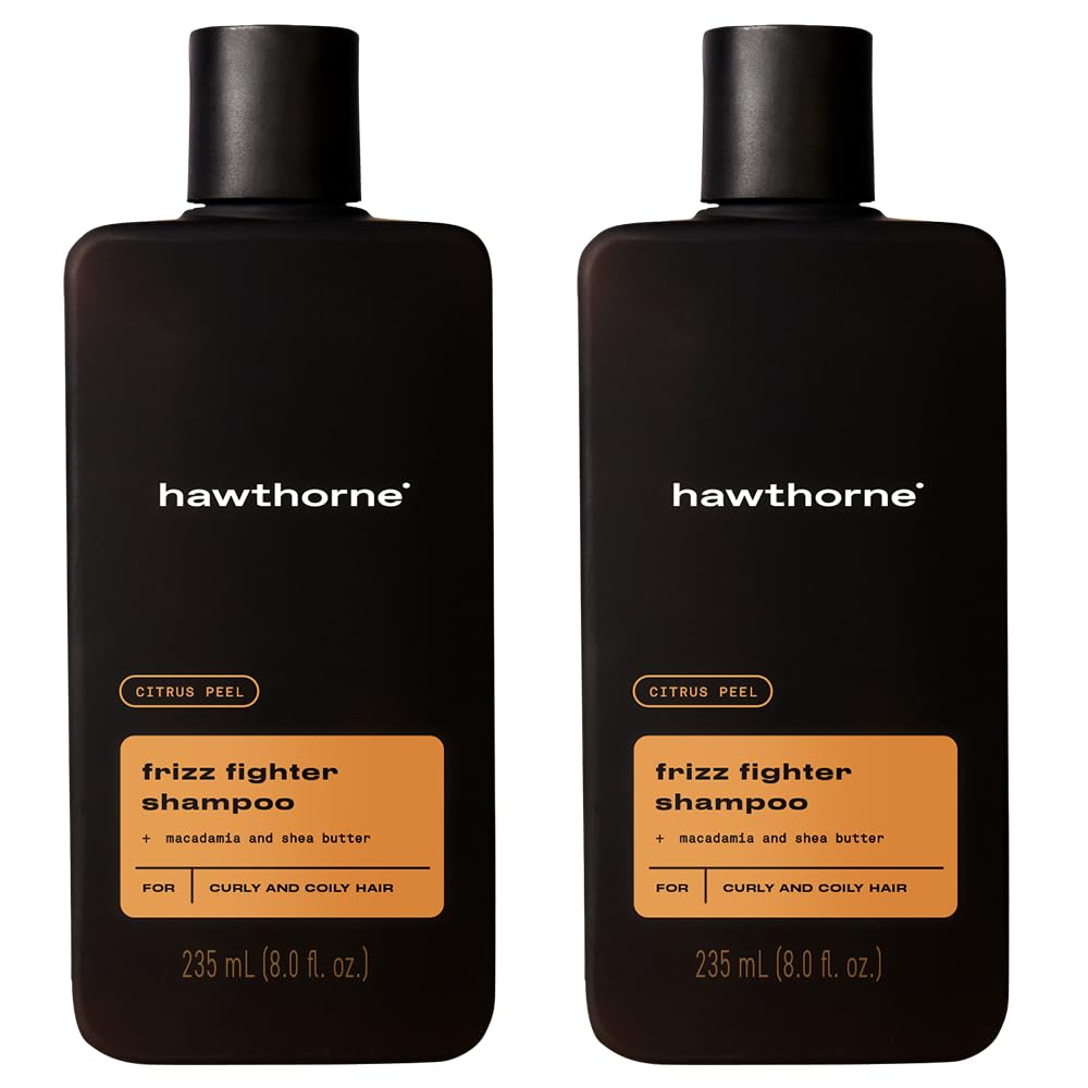 Hawthorne Frizz Fighter Shampoo for Men – Curly Hair Hydration, Sulfate Free (8 oz) 2-Pack